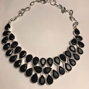 Black Onyx Stamped 925 Sterling Silver Necklace